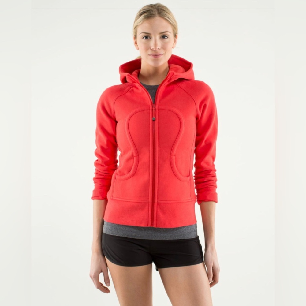 Lululemon Scuba Hoodie Full Zip Red Size 4 Workout Yoga Pilates Training - Picture 1 of 7